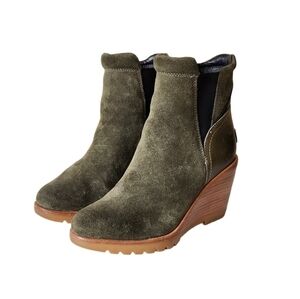 SOREL AFTER HOURS‎ WEDGE BOOTIE GREEN 5